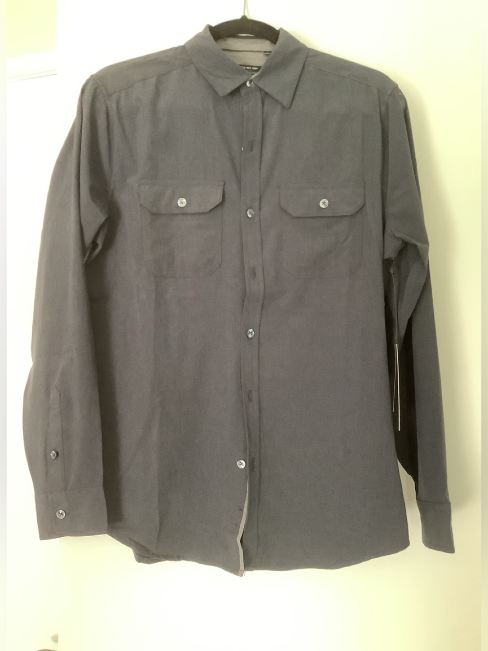 Kenneth Cole Men's Long-Sleeve Button-Up Shirt Charcoal Gray, size S